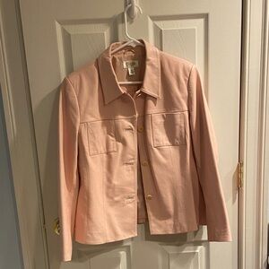 Talbots Leather Soft Pink Button-Front Blazer EUC